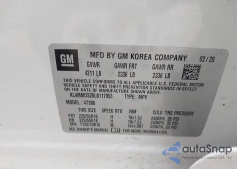 2020 Buick Encore Gx Fwd Select from USA, damaged, VIN KL4MMDS26LB117953